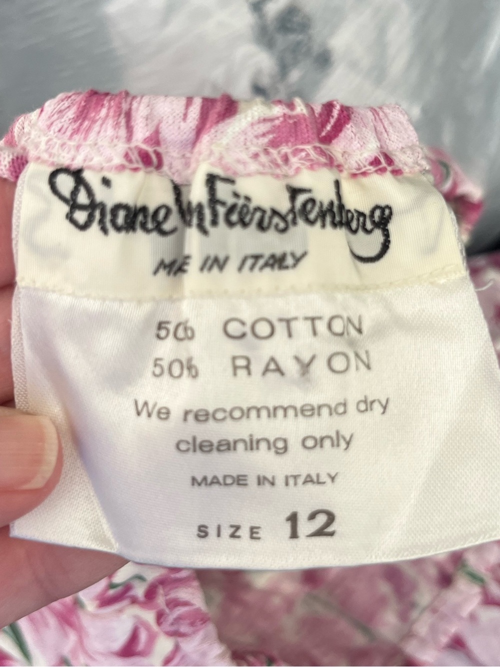 Diane Von Furstenberg Pink size 12 Floral Maxi Dress Tie Italy Rare vintage - Picture 5 of 5